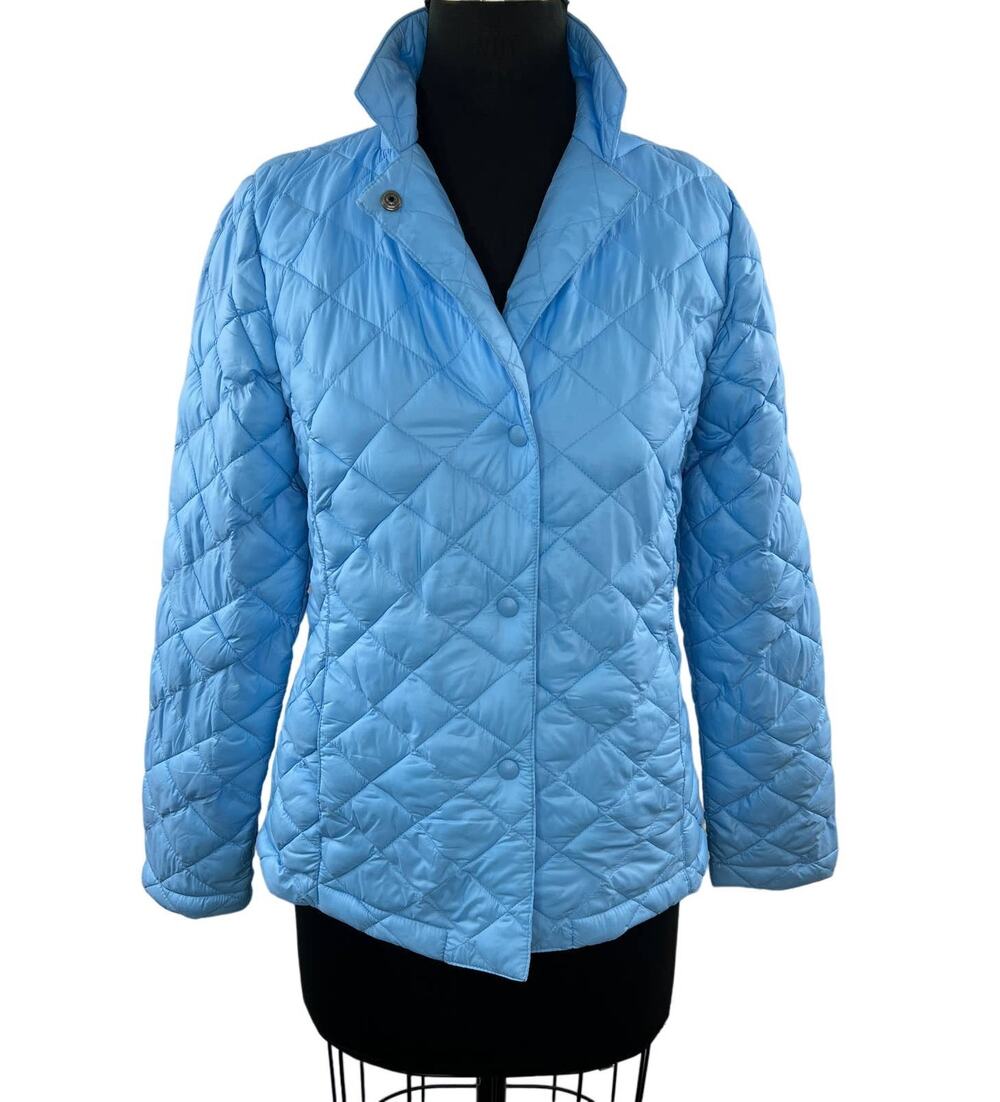 L.L. Bean Blue Women's Quilted Riding Jacket Puffer Snap Relaxed Fit 291772 XS